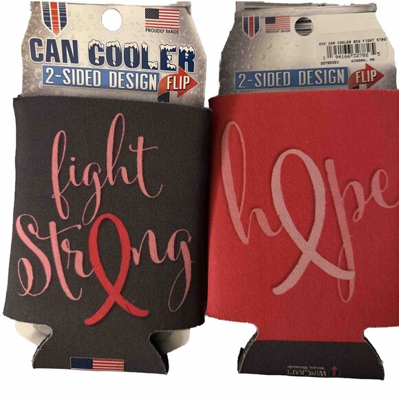 Breast Cancer Cosy 2-Sided Hope Koozy Can Cooler USA Pink Ribbon Fundraiser NEW - Picture 1 of 1